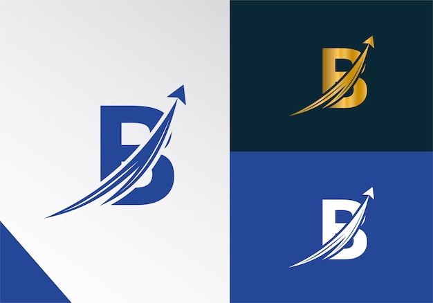 Letter B with Finance logo concept marketing and growth arrow financial business logo design