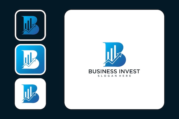Lettera b con design del logo invest