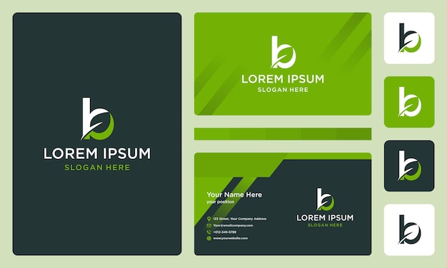 Letter B with leaves. Business card design template