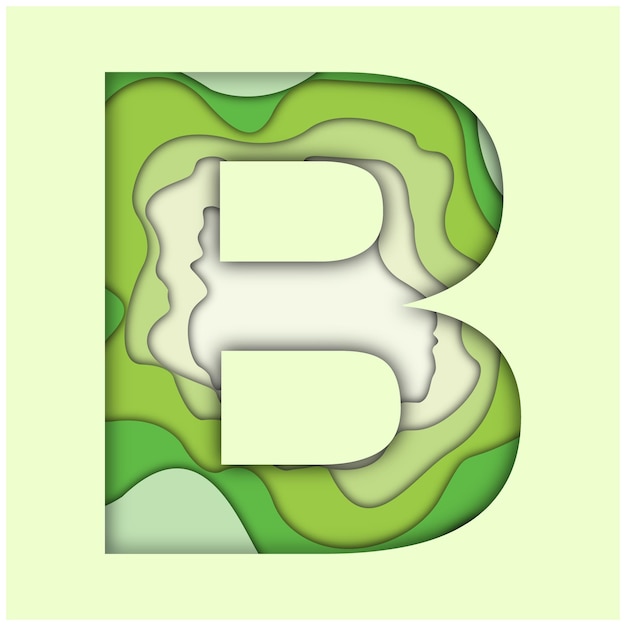 Letter B with paper cut effect