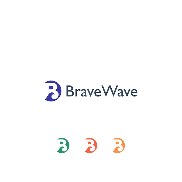 Letter B with simple waves logo design