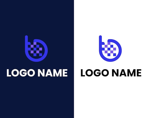 letter b with tech modern logo design template