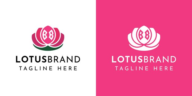 벡터 bb 이니셜이 있는 연꽃과 관련된 모든 비즈니스에 적합한 letter bb lotus 로고 세트