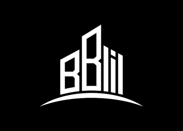 文字 BBI 建物のベクトルモノグラム ロゴデザインテンプレート 建物の形 BBI ロゴ
