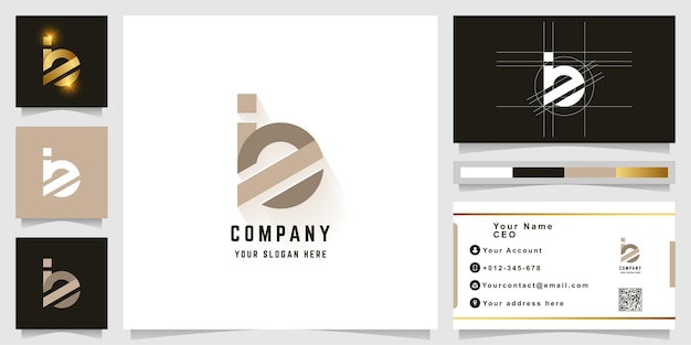 Letter be or ie monogram logo with business card design