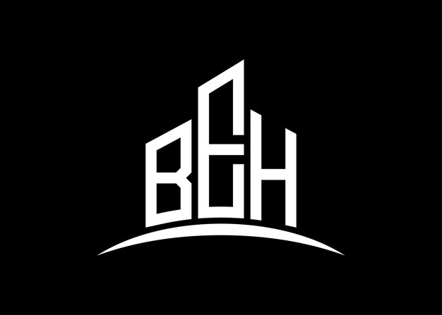 빌딩 모노그램 (BEH Building Vector Monogram) 로고 디자인 템플릿: 빌딩 모양 BEH 로고