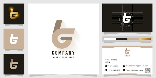 Letter bG or LG monogram logo with business card design