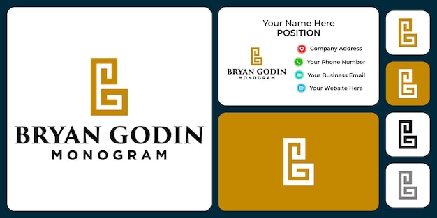 Letter BG monogram luxe logo-ontwerp met sjabloon voor visitekaartjes