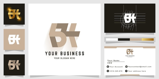 名刺デザインの文字 BH または BA モノグラム ロゴ