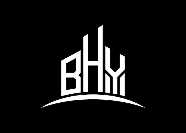 Vector letter bhy gebouw vector monogram logo ontwerp sjabloon building shape bhy logo