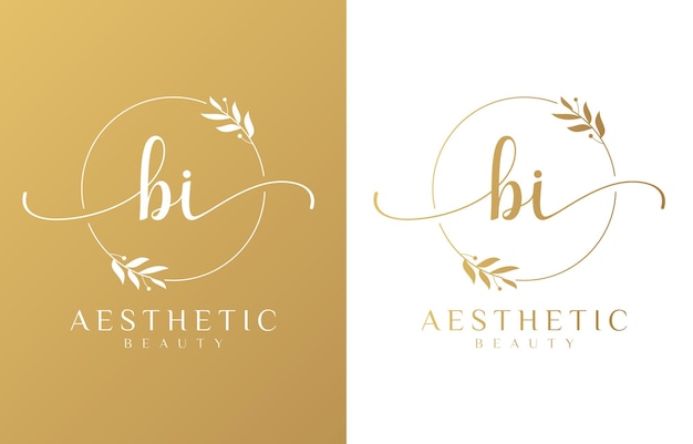 Letter bi beauty logo with flourish ornament