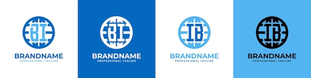 Letter BI en IB Globe Logo Set geschikt voor elk bedrijf met BI- of IB-initialen