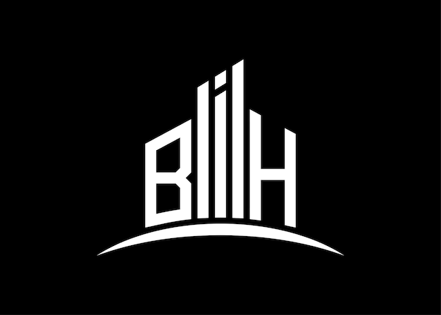 문자 BIH 빌딩  ⁇ 터 모노그램 로고 디자인 템플릿 빌딩 모양 BIH 로고