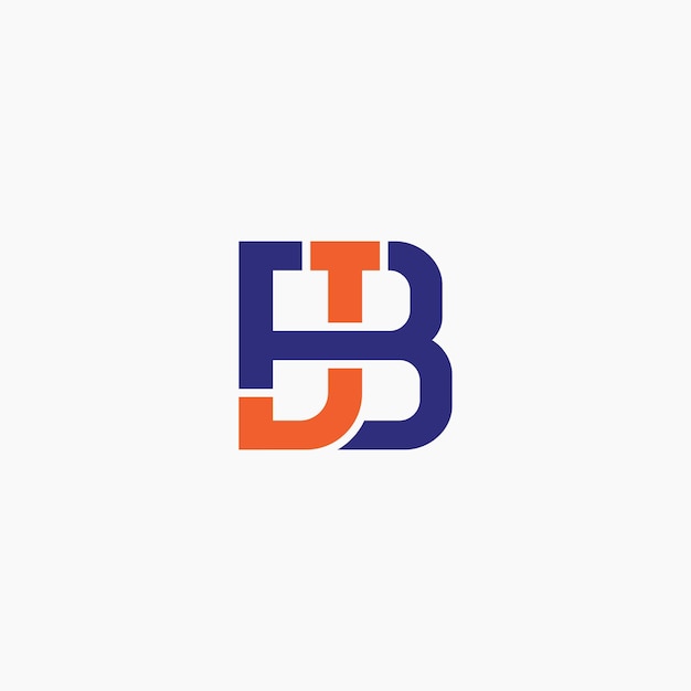 문자 BJ 또는 JB 굵은 기하학적 로고 연동 문자 B 및 J ID 디자인 컨셉