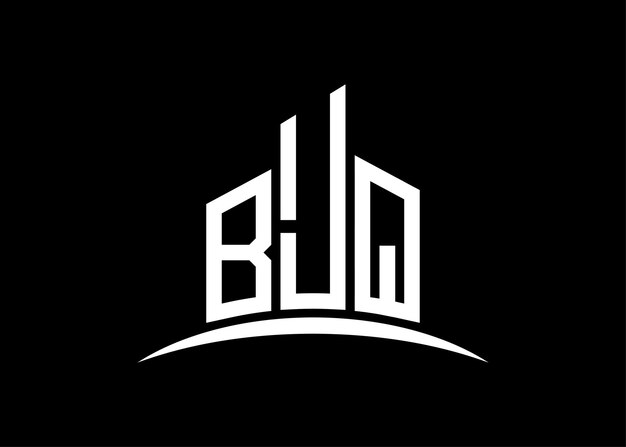 Letter BJQ gebouw vector monogram logo ontwerp sjabloon Building Shape BJQ logo