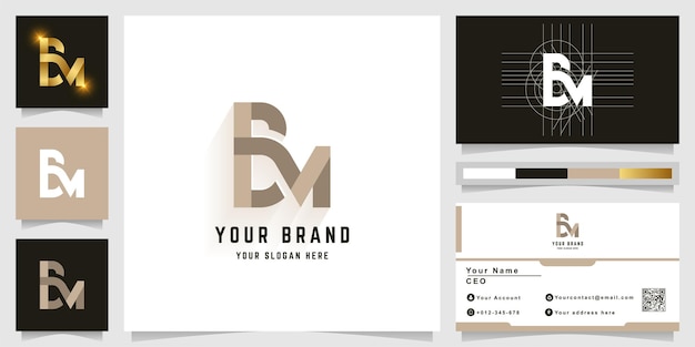 Letter BM or BN monogram logo with business card design