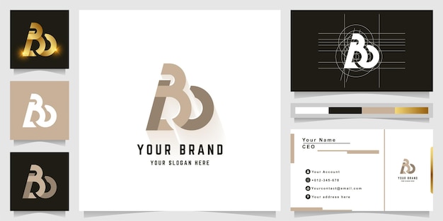 Letter Bo of LBo monogram logo met visitekaartje ontwerp