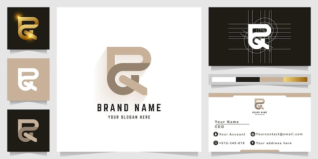 Letter BQ or BR monogram logo with business card design