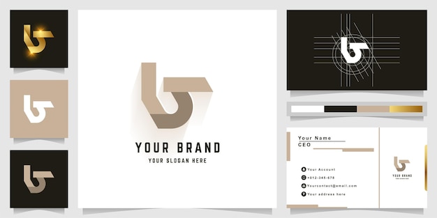 名刺デザインの文字bSまたはbrモノグラムロゴ