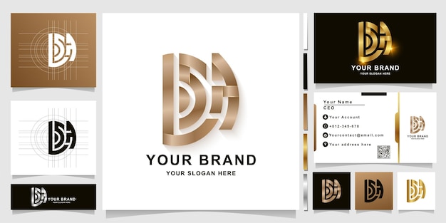 Буква bsa или dsa вензель шаблон логотипа с дизайном визитной карточки