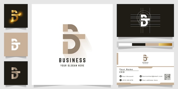 Letter bt of bst monogram logo met visitekaartje ontwerp