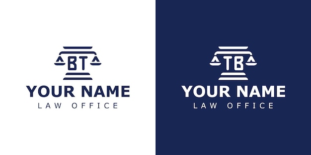 Letter BT and TB Legal Logo suitable for any business related to lawyer legal or justice with BT or TB initials