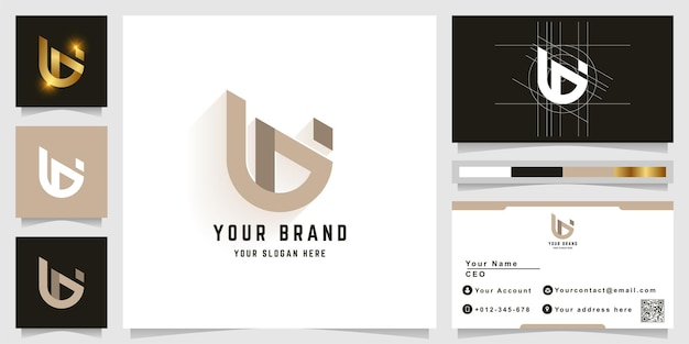 Letter bu or bi monogram logo with business card design