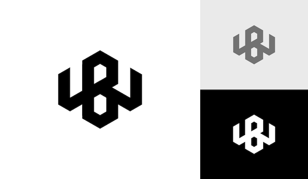 letter bw or wb initial hexagon monogram logo design vector