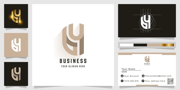 Vector letter by or gy monogram logo with business card design