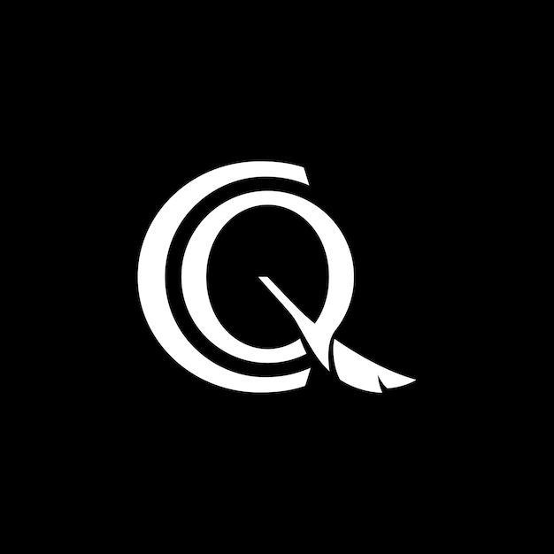 Буква c и q с иконкой логотипа пера