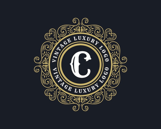 Вектор Буква c античный ретро роскошный викторианский каллиграфический логотип