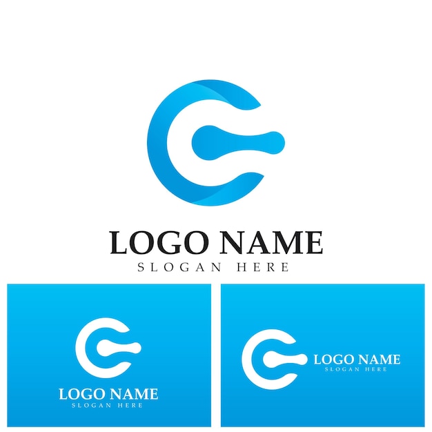 문자 C 및 C 로고 아이콘 디자인 서식 파일 요소