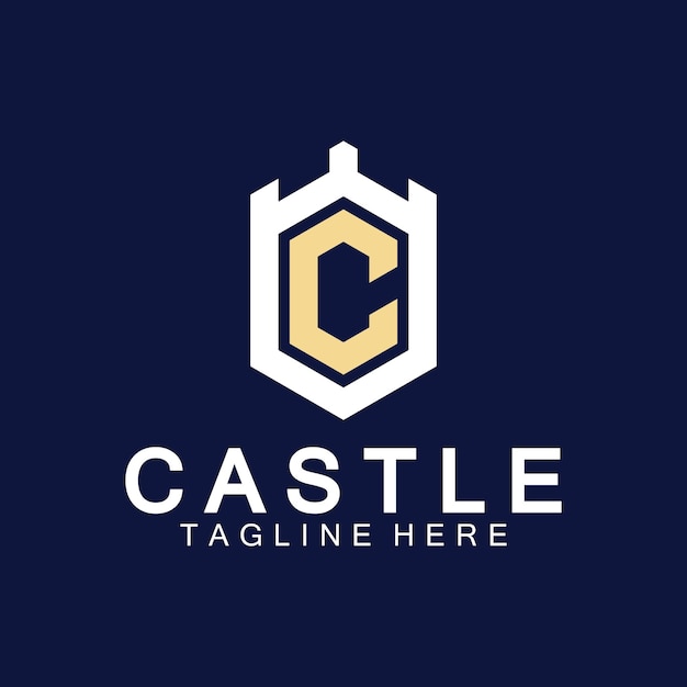 Letter c castle logo icon design template