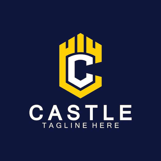 Modello di progettazione dell'icona del logo del castello a lettera c