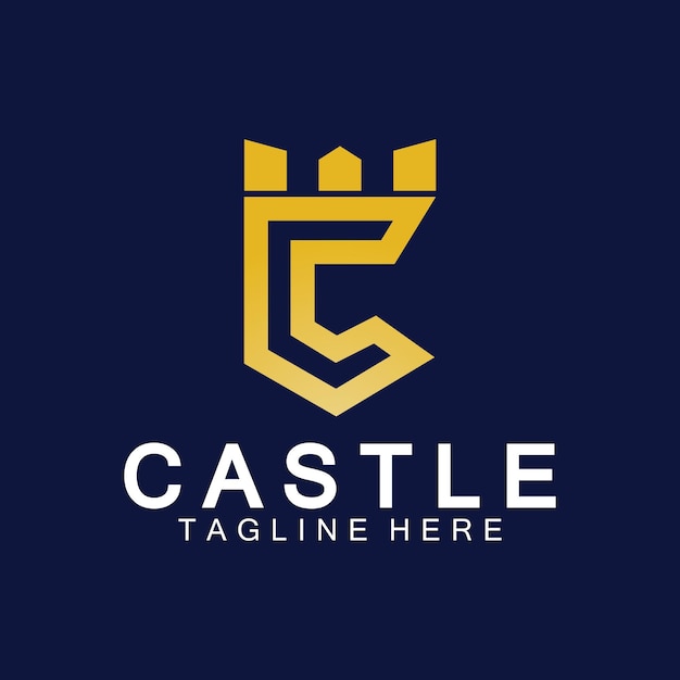 Letter c castle logo icon design template