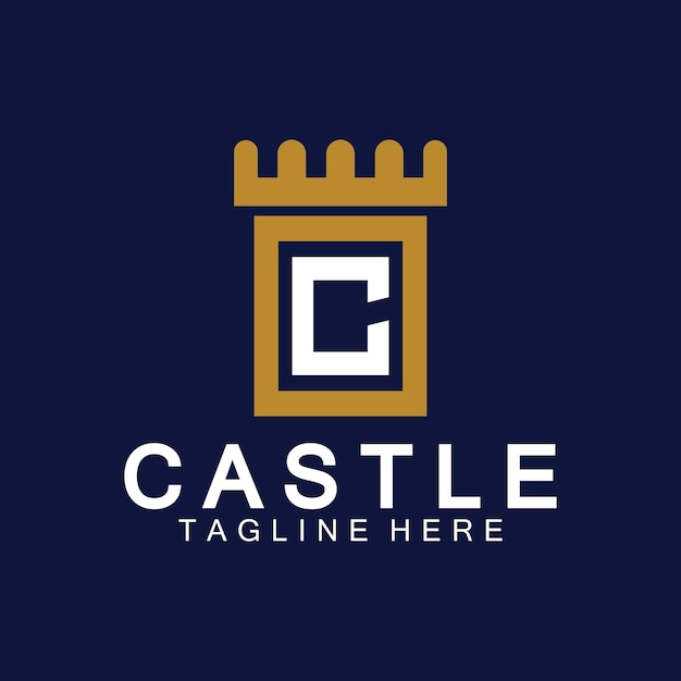 Letter c castle logo icon design template