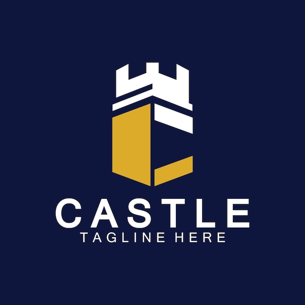 Letter c castle logo icon design template