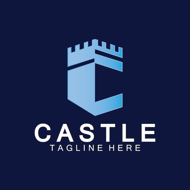 Letter c castle logo icon design template