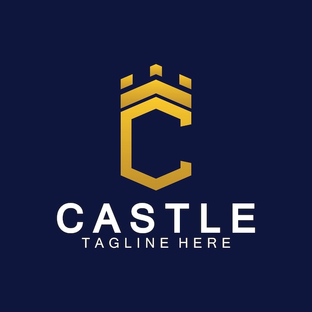 Letter c castle logo icon design template