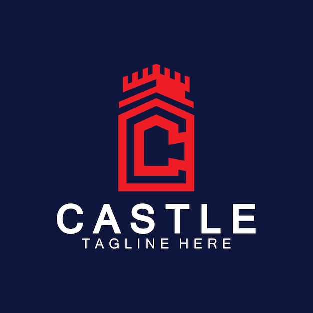 Modello di progettazione dell'icona del logo del castello a lettera c