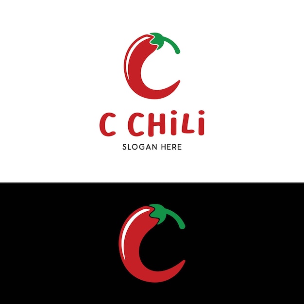 Letter C Chili Chili Chili Pittige peper Logo ontwerp