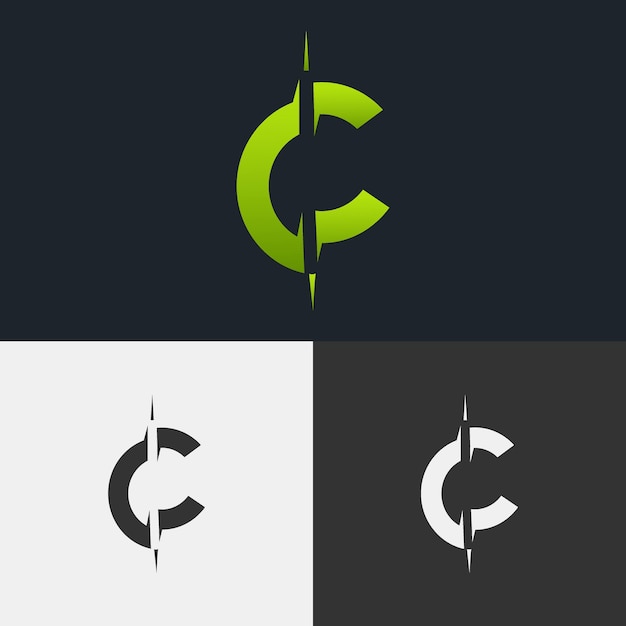 Letter C Concept-logo met afgeknotte