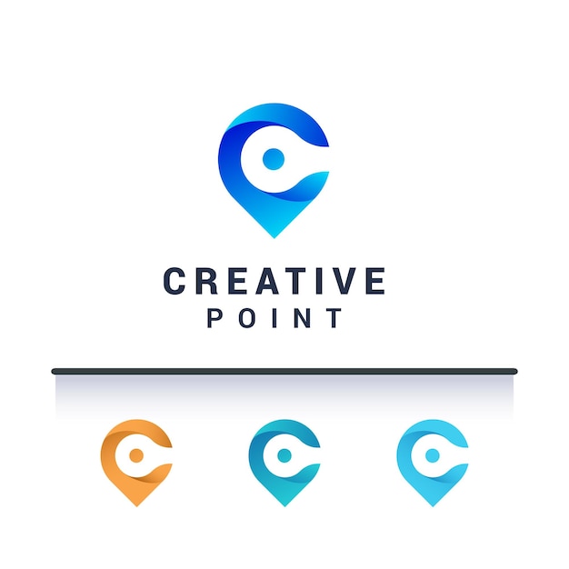 Letter c creatief punt logo