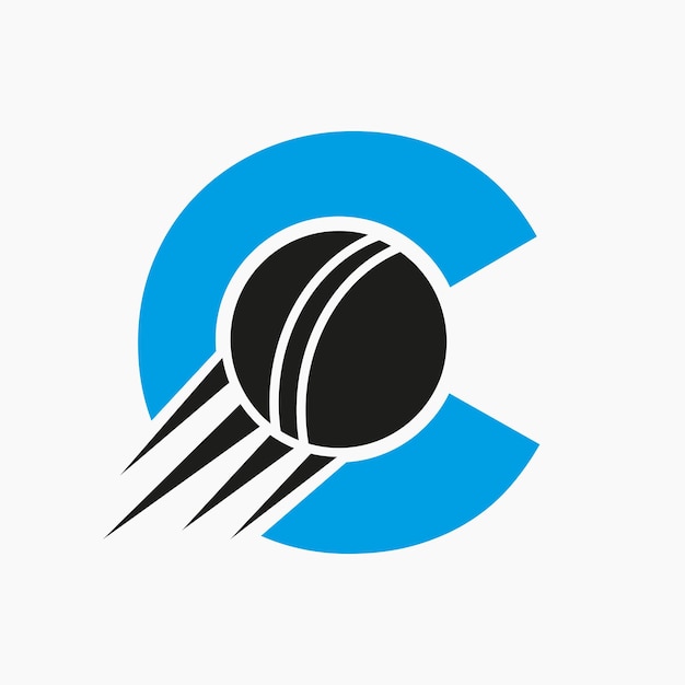 Letter C Cricket Logo Concept Met Bewegende Cricket Bal Pictogram Cricket Sport Logotype Symbool Vector