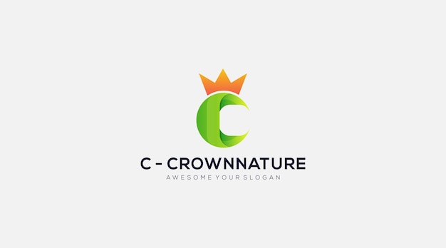 Letter c crown nature vector logo design template