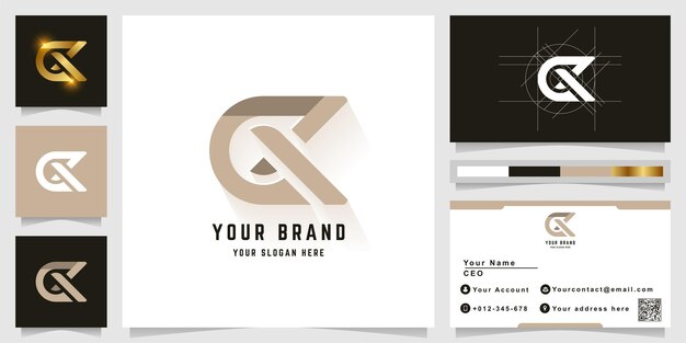 Letter c or cx monogram logo with business card design