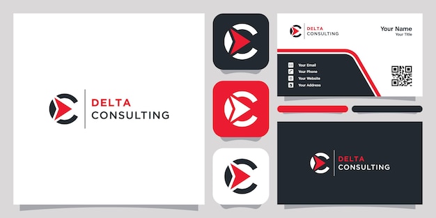 Letter C and delta abstract logo and business card