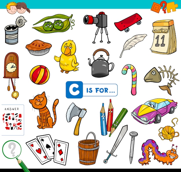 Vector letter c educational game