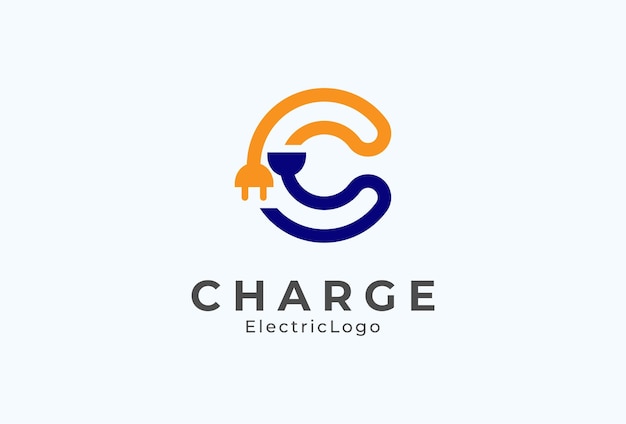 Letter C Electric Plug Logo, Letter C and Plug combination, flat design logo template