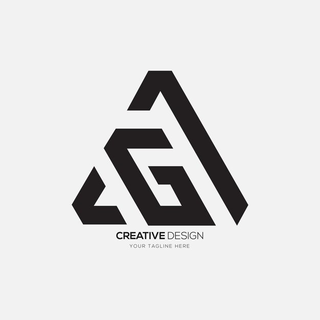 Letter c g a modern triangle shape typography creative monogram logo